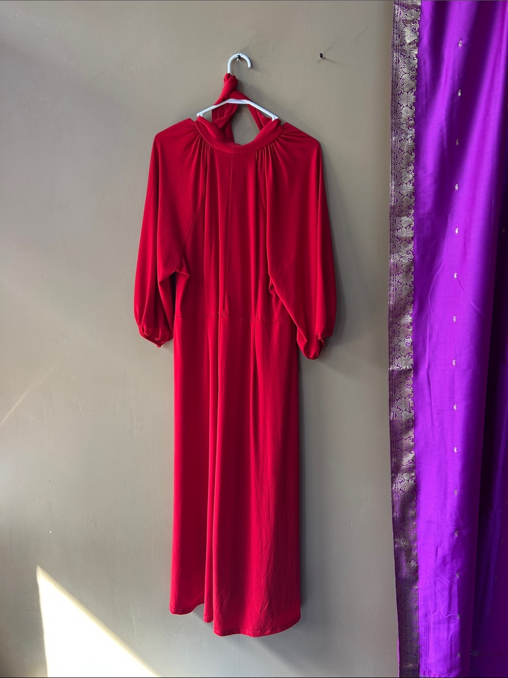 Eloquii Red Maxi Dress with tie neck